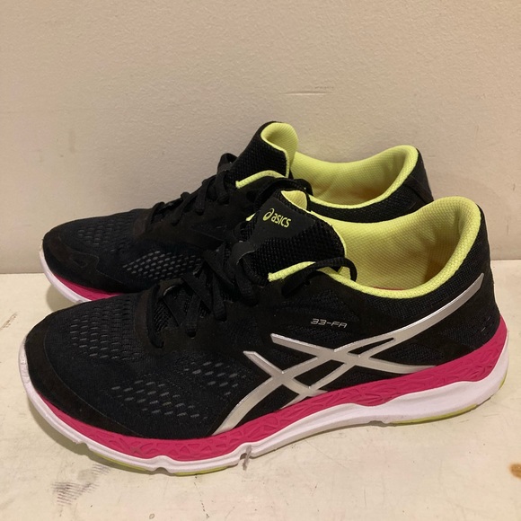 ASICS T583N.9920 33-FA Women's Sz 10 Onyx/Hot Pink Mesh/Synthetic Running Shoes - Picture 3 of 9